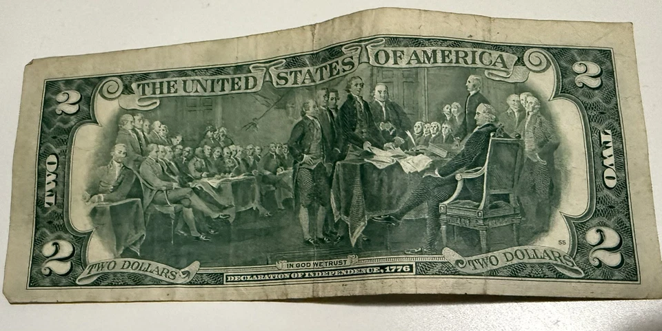 1976 $2 Dollar Bill Error (Miscut/Misaligned) H12876028A  A Rare-Front & Back - Image 2 of 3