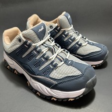 Avia WMA120ES034 women  s size 8.5 Blue White Peach Excellent Condition memory Fo