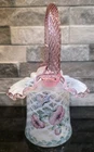 Fenton French Trellis Basket Opalescent Glass Painted Flowers Sign Thomas Fenton
