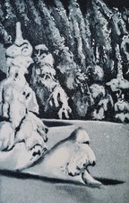 KARIN KNEFFEL Original Radierung handsigniert Schneewald Winterlandschaft Winter