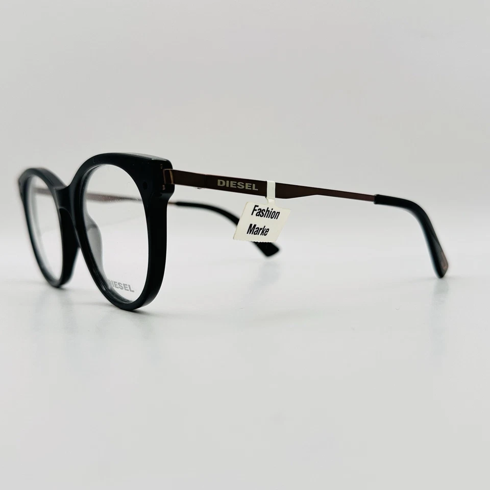 Gafas Diesel Para Hombre Y Mujer Redondas Negro Marrón Mod. LOGO DL 5297 001 Nuevo Foto 3 de 4