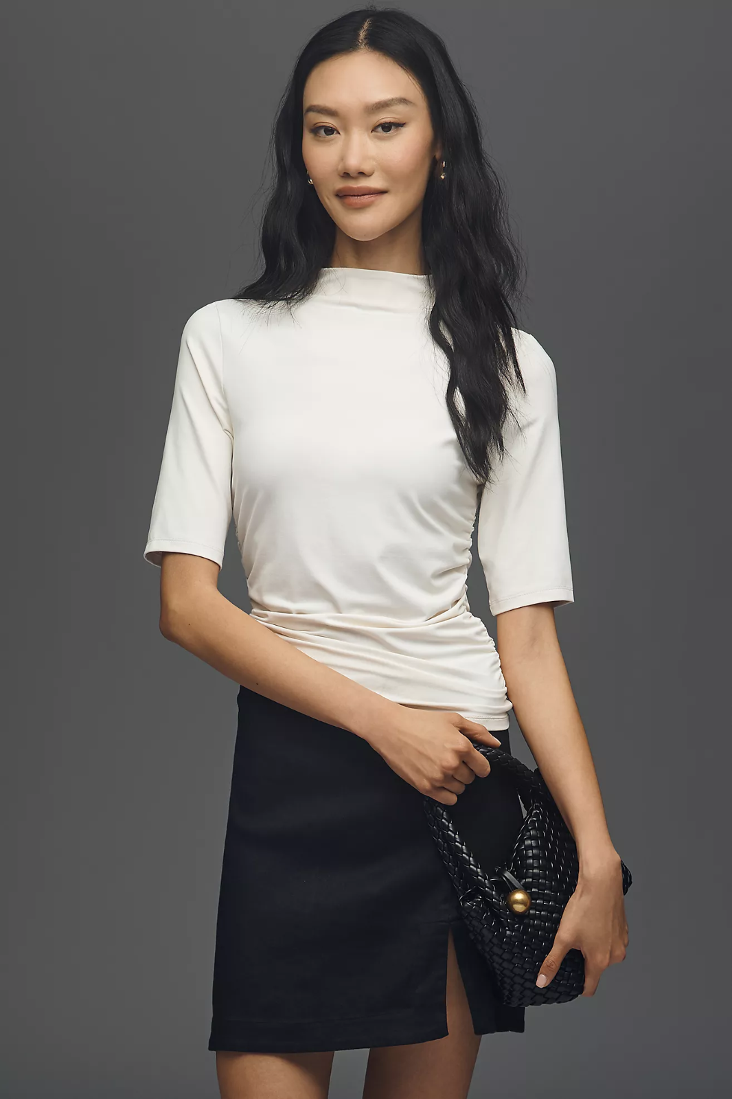 NWT BY ANTHROPOLOGIE RUCHED THREE-QUARTER SLEEVE TOP- SIZE X-LARGE