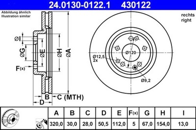 ATE Brake Disc For MERCEDES A124 C124 R129 S124 W124 W129 1294211612