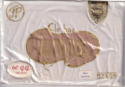 Nylonstrümpfe Naht JAMILUX Goldblond. Größe 4. Fully Fashioned Strümpfe 1957