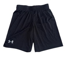 Under Armour Boys Athletic Shorts Black Size 7 Elastic Waist Logo Excellent Cond