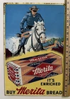 Vintage Collectible Merita Bread Porcelain Steel Sign Lone Ranger Advertising