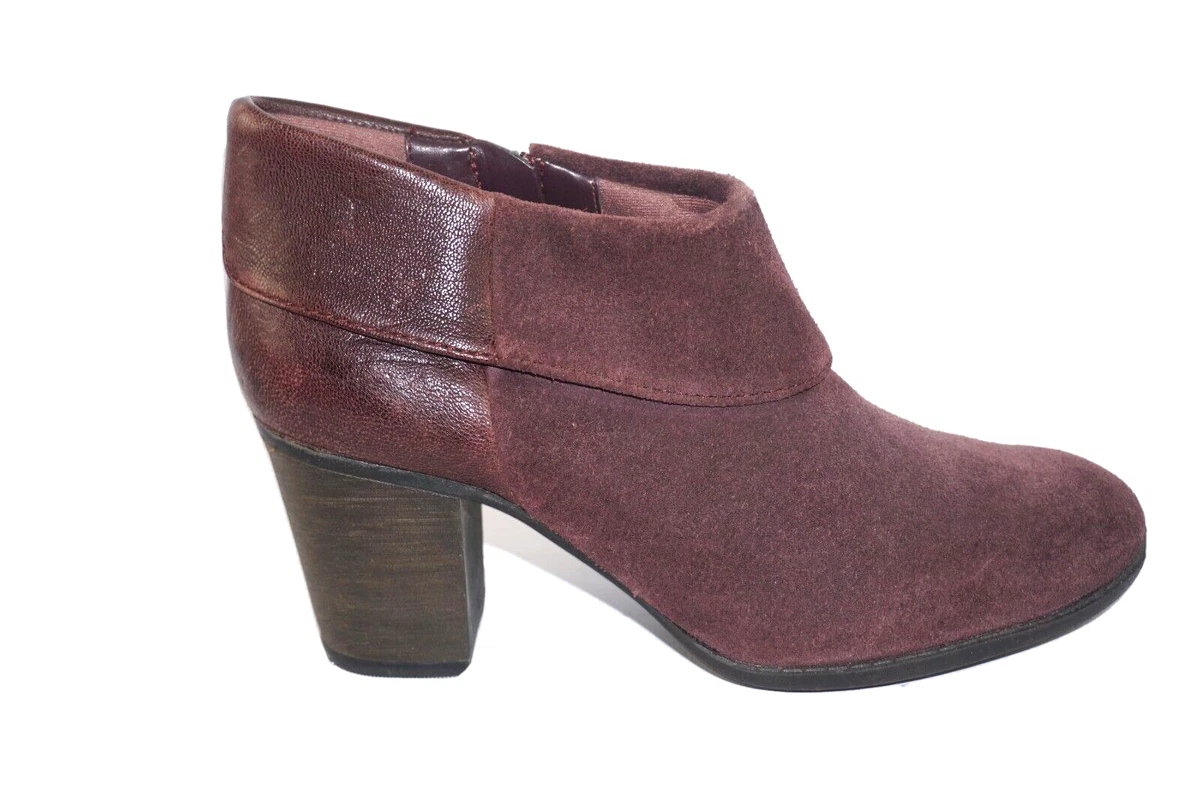 CLARKS AUBERGINE SUEDE LEATHER ZIP UP ANKLE BOOTS UK SIZE 4. D FITTING. EU 37