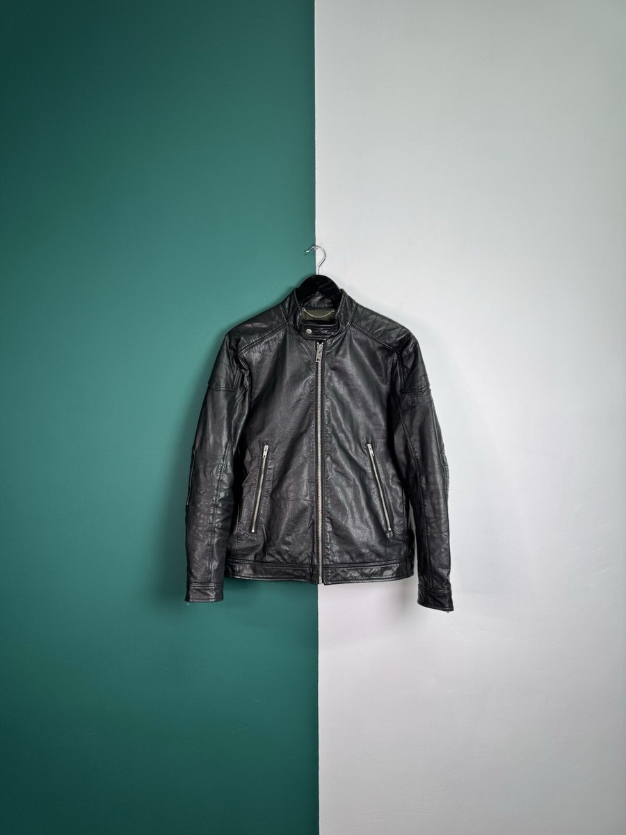 Diesel 100% Cowhide Leather Jacket Leather Logo Patch Biker Diesel 100% Cowhide Leather Jacket Leather Logo Patch Biker
