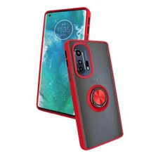 For Moto Edge Plus 5G 2022 Ring Case Magnetic Stand Clear Back +Tempered Glass