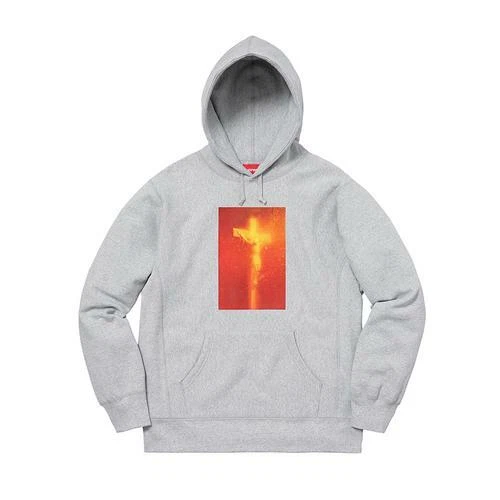 Supreme Piss Christ Hooded Sweatshirt Heather Grey Medium F/W 17