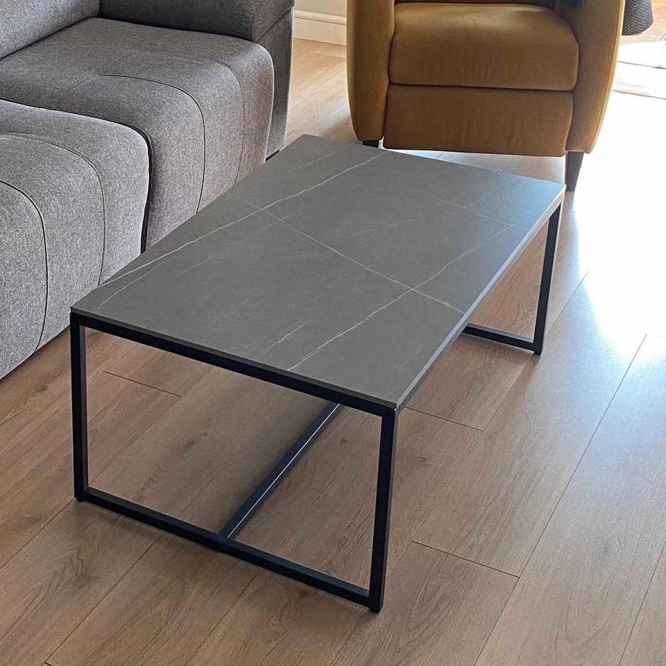 Coffee table ceramic sofa table marble effect 100x60x43 cm living room table coffee table - Image 4 of 4