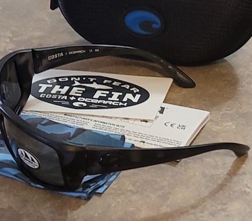 🔥 COSTA DEL MAR Fantail POLARISIERTE Sonnenbrille Tigerhai OCEARCH/Silber 580G - Bild 7 von 10
