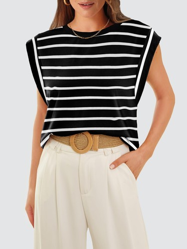 Plus Size Tops for Women Black and White Striped Shirt Women Clothing 2025 Fa... - Picture 4 of 5