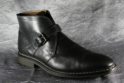 HESCHUNG MANIOC MONK STRAP CHUKKA BLACK LEATHER BOOTS 12 UK / 12.5 US