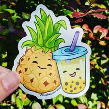 Kawaii Pineapple  Boba Tea Bubble Tea Sticker