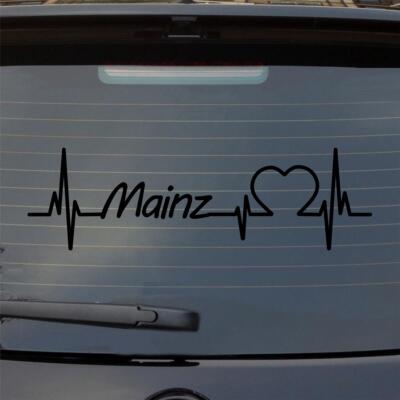 Heckscheibenaufkleber Mainz Herzschlag Puls Stadt Liebe 55x16 cm Auto Aufkleber 