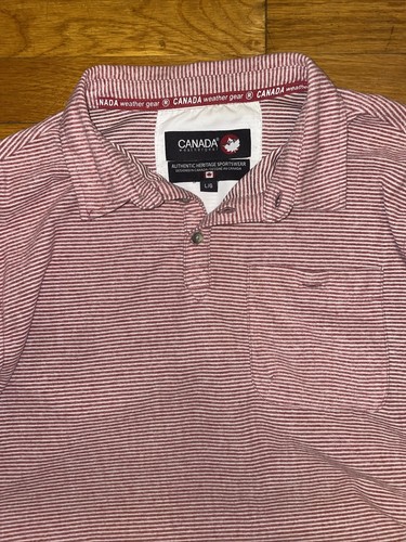 Canada Weather Gear Men’s Red & White Striped Polo Style Shirt w/ Pocket (L) - Picture 19 of 22