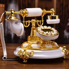 Retro Telephone European Antique Style Old Fashioned Rotary Dial Phone Handset