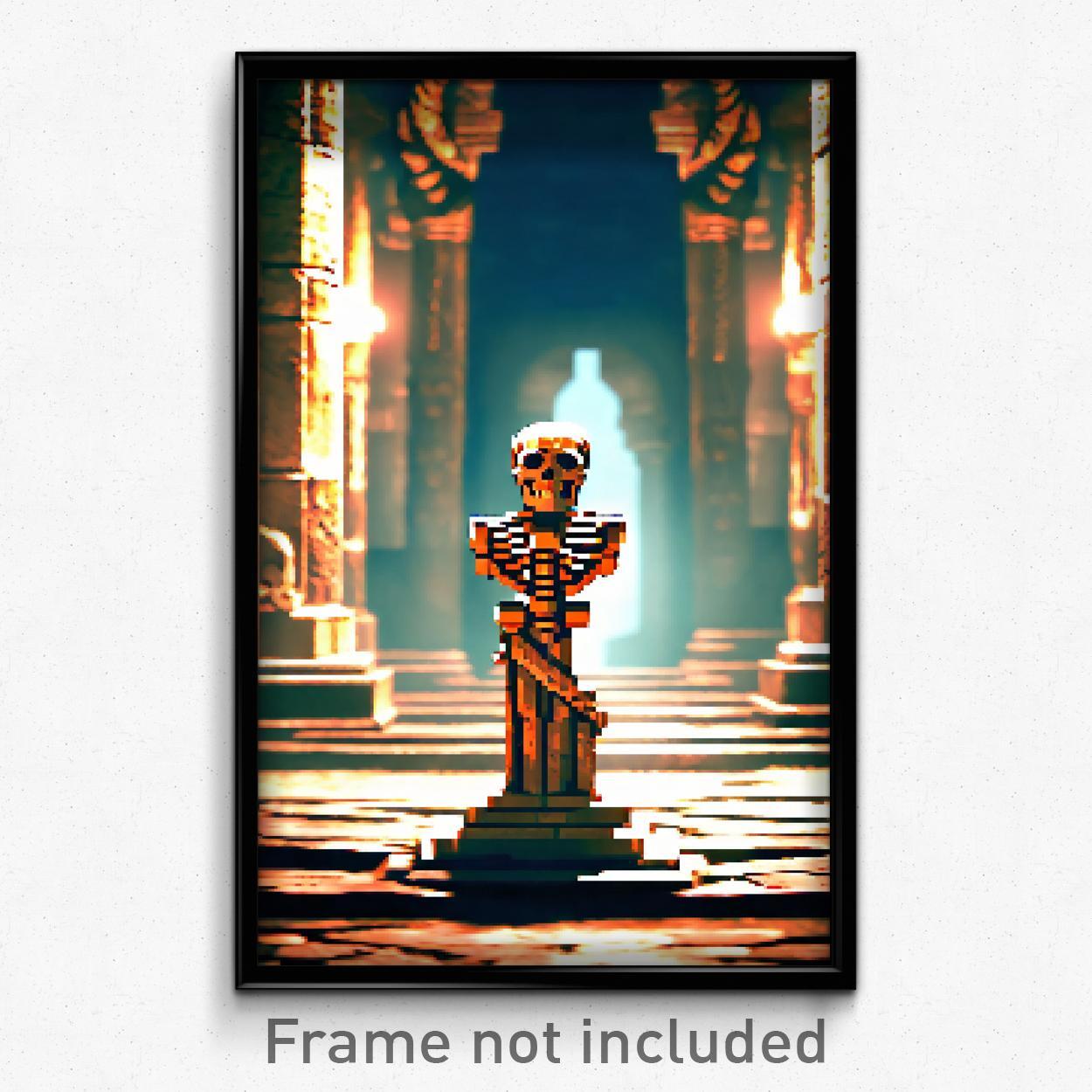 8 Bit Pixel Art Ancient Ossuary Psychedelic Trippy Video Game Poster