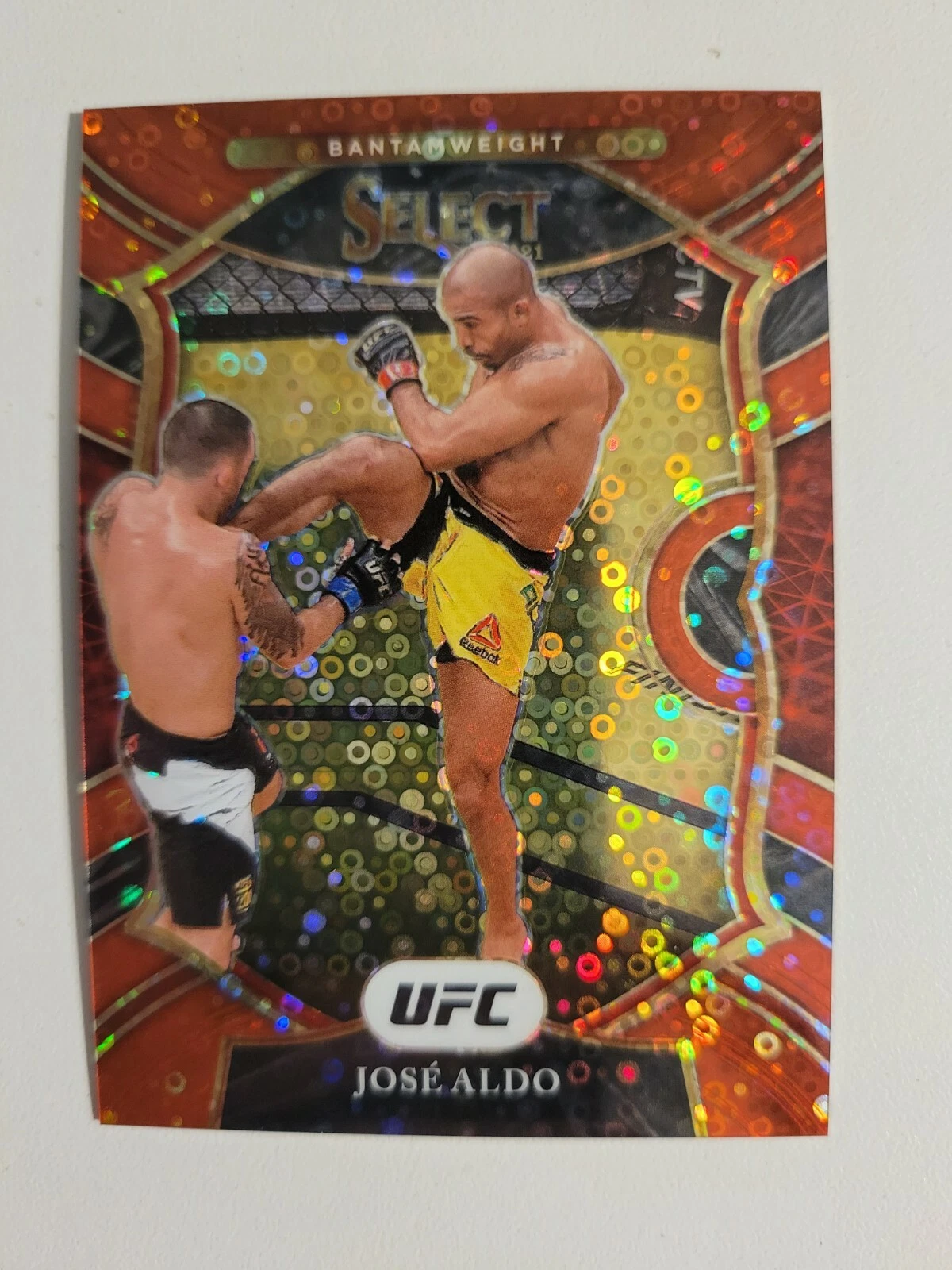 Jose Aldo 2021 Select H2 UFC Concourse Red Disco Prizm /199