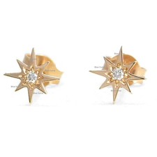 14k Rose Gold Star Mini Studs Tiny Earrings Fine Jewelry Anniversary Gift 8mm