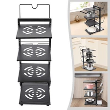 Black Rectangle Carbon Steel Four-layer adjustable pot holder Countertop Mount