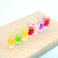 21PC 1/12 Scale Dollhouse Miniatures Pocket Drinks Color Juice Cup Party Resin