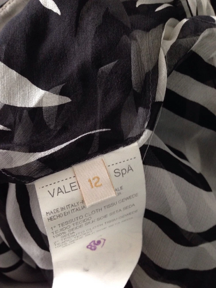 Valentino Abito in seta floreale bianco e nero