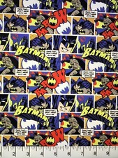 DC Comics THE BATMAN Super Hero Cotton Fabric - Comic Strip - KAPOW - bty