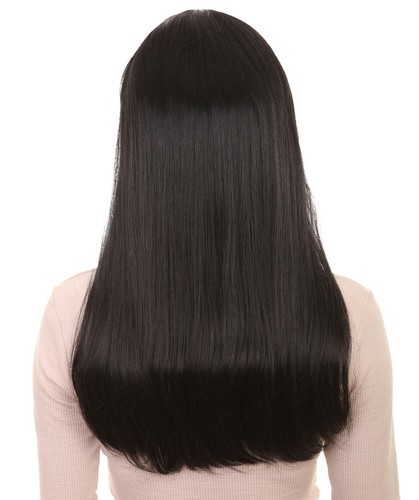 Adult Natural Looking Long Black Bob Wig with Bangs Cosplay Party Hair HW-294A - Picture 4 of 9