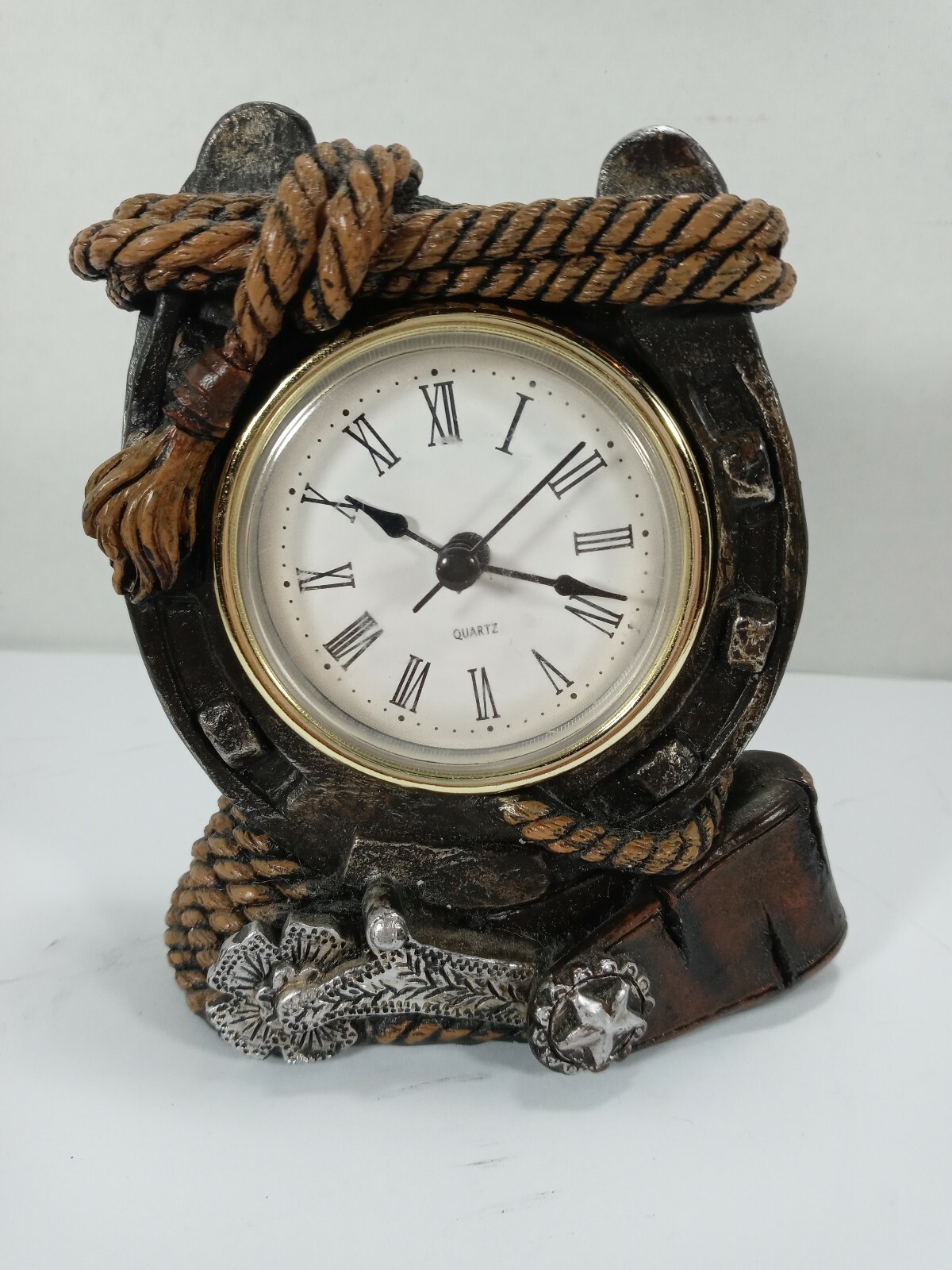 Western Resin Horseshoe Small Desktop Nightstand Battery Operated Clock For Sale Online Ebay