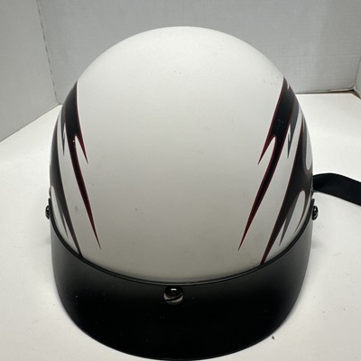 Vcan V5 DOT Cruiser Half Helmet Flat White w/ Red/Black/Grey