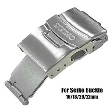 Stainless Steel Watch Band Folding Buckle  Deployment  CLASP, SEIKO 16/18/20/22