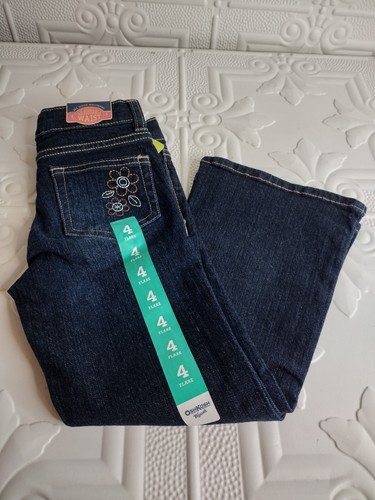 Girls Oshkosh B'gosh Flare Jeans Dark Blue Size 4 Adjustable Waistband - Picture 6 of 15