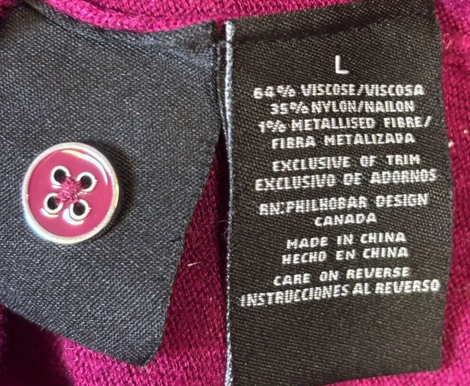 Nicole Miller 女式金属纱五彩纸屑开衫毛衣粉色浆果大号 — 第 4/4 张图片