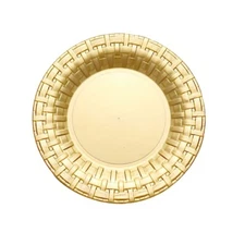 7" Gold DESSERT PLASTIC PLATES Round Basketweave Party Wedding TABLEWARE