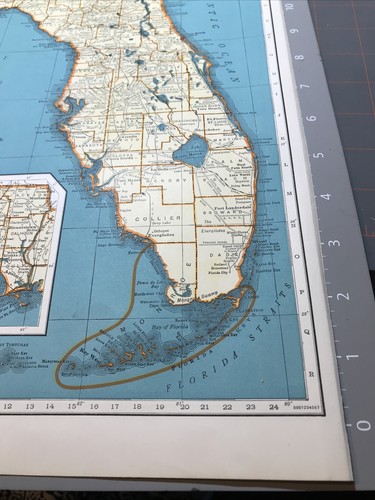 Florida 1940's atlas Map Vintage Wall Art - Picture 4 of 17