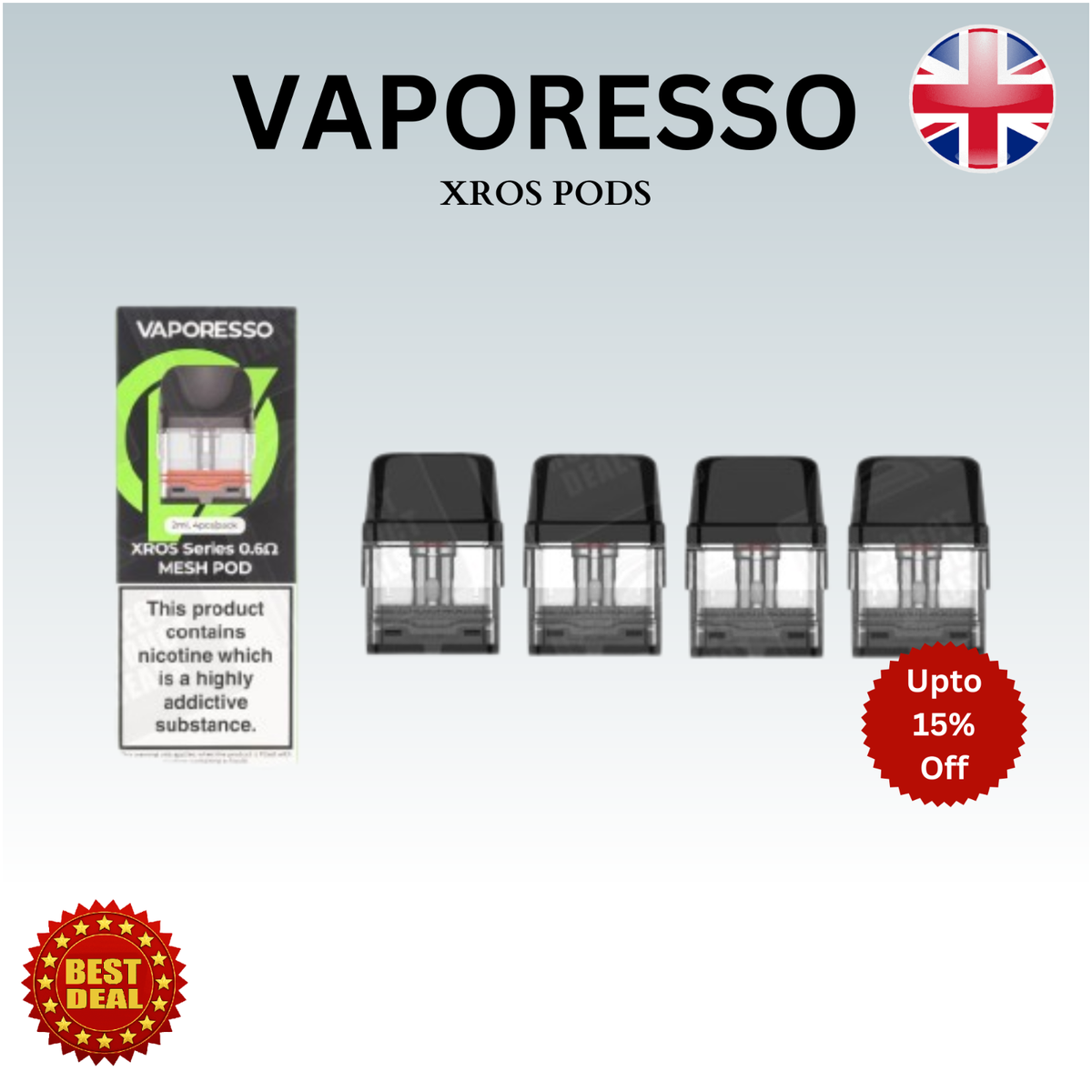best gum to quit vaping VAPORESSO XROS POD Replacement Pod Cartridge 0.6Ω 0.8Ω 1.0Ω 1.2Ω Mesh 4  packs UK