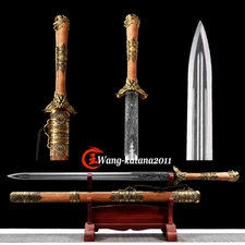 41" Rosewood Chinese Straight Han Jian Kung Fu Practice Sharp Sword Double Edge
