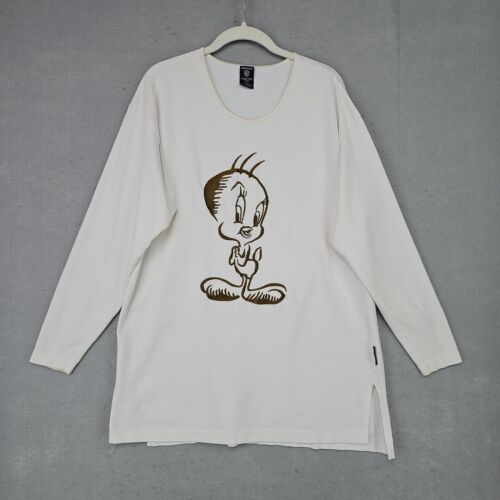Vintage 90s Tweety Bird T-Shirt Womens XL Cream E… - image 1