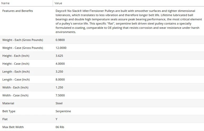Polea tensora de correa loca Dayco para Honda Insight 2000-2006 L3-1,0 L Foto 4 de 4
