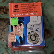 NOS Vintage GE HOME SENTRY VARIABLE PLUG-IN TIMER model 8133-002 White 1973