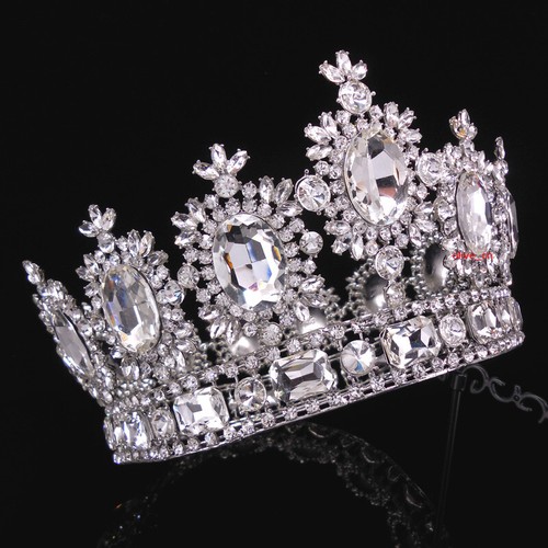Corona rotonda 6,7"" grande cristallo oro regina regina regina ballo di nozze principessa - Foto 7 di 52