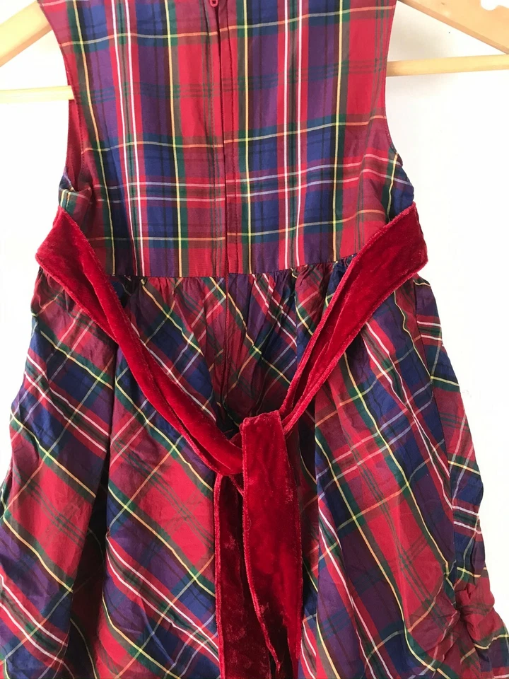 GYMBOREE Girls Size 5 Red Blue Yellow Green Plaid Fancy Party Dress - Image 4 of 4