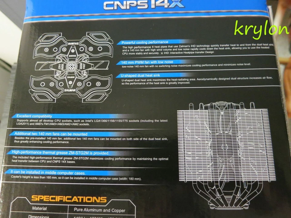NEW RETAIL BOX Zalman 140mm Desktop Cooling Fan & Heatsink Assembly CNPS 14X PWM - Image 3 of 4