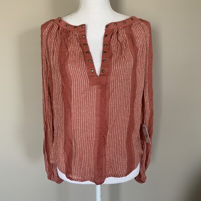 NWT Free People Desert Sun Striped Boho Blouse Top Rivets XS