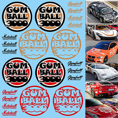 Gumball 3000 Rallye Decal gold-rot-schwarz Street Racing 1:18 Decal Abziehbilder