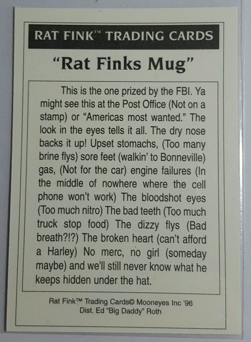 1996 Rat Fink card RAT FINK'S MUG by Ed 