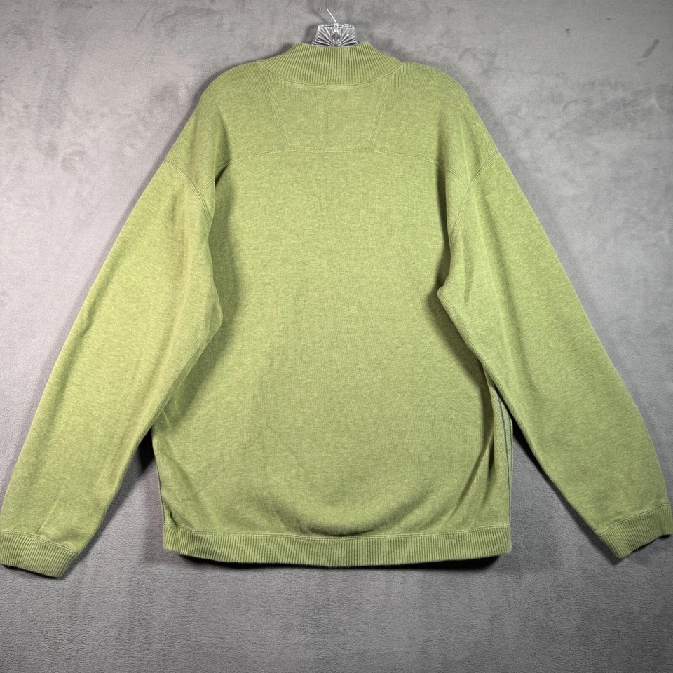 Suéter Tommy Bahama Para Hombres XL Verde 1/4 Cremallera Pullover Golf Negocios Informal Tejido Foto 2 de 4