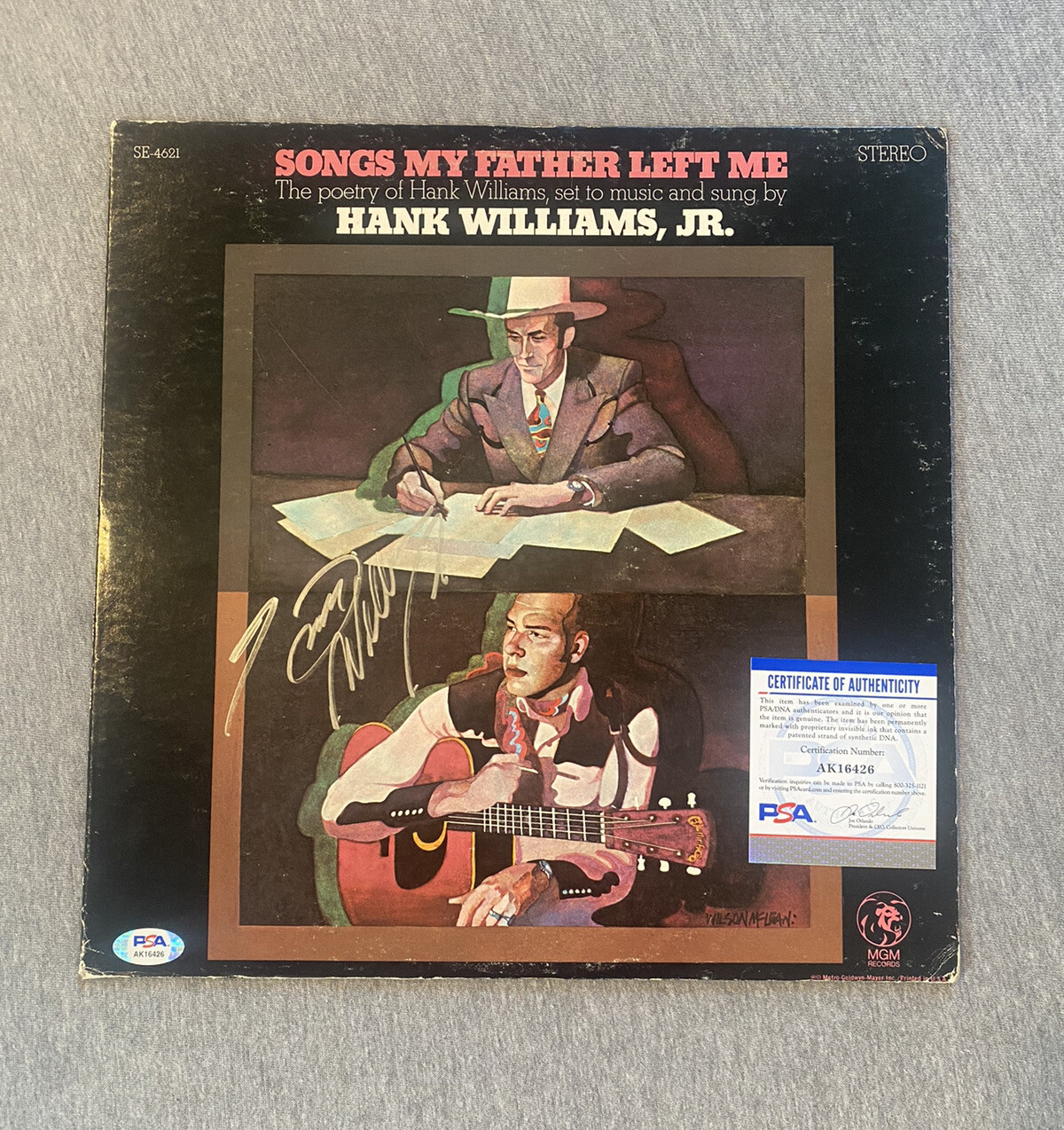 HANK WILLIAMS JR SIGNED SONGS MY FATHER LEFT ME VINYL LP RECORD PSA/DNA  AK16426, image size:1200x1274